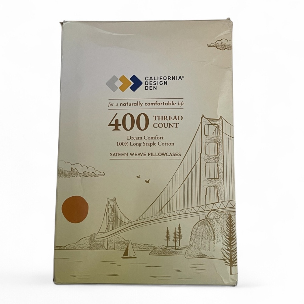 California Design Den Sateen 400TC  Queen Pillowcase Pair in Bright White # 3